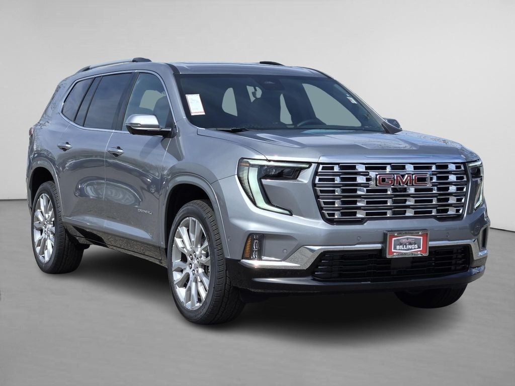 2026 GMC Acadia Denali in Sterling Metallic — front three-quarter view