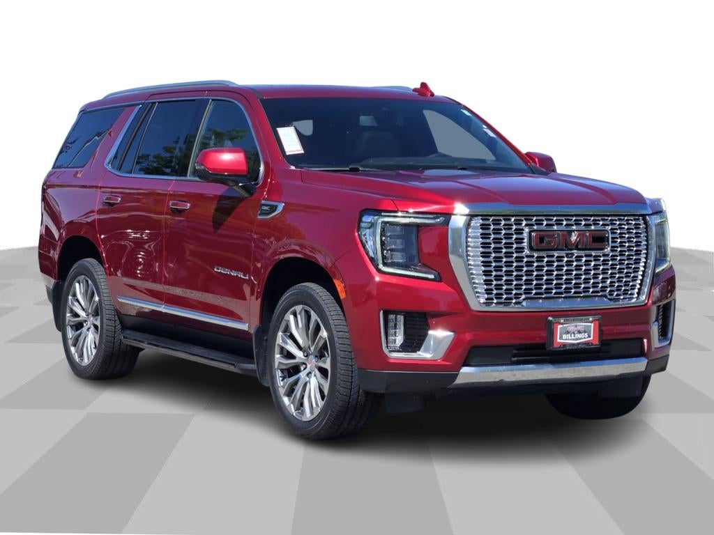 2021 GMC Yukon Denali in Cayenne Red Tintcoat — front three-quarter view