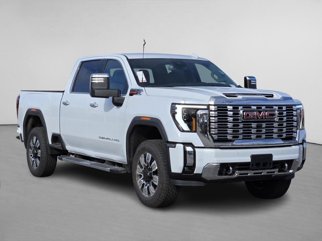 2026 GMC Sierra 2500 HD Denali in Glacier White Tricoat — front three-quarter view