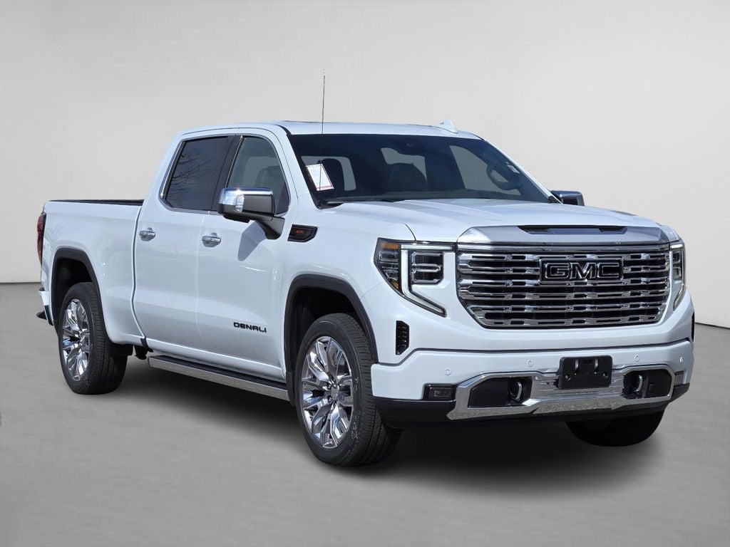 2026 GMC Sierra 1500 Denali in Glacier White Tricoat — front three-quarter view